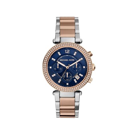 navy rose gold michael kors wathc